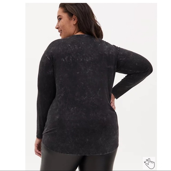 NEW TORRID SUPER SOFT RAISE HELL BLACK MINERAL WASH TIE-FRONT TEE. 1X. NWT - Picture 5 of 6